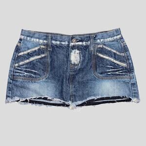 Y2k blue denim mini skirt Medium 30"
